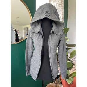 Lululemon Scuba Hoodie Womens 2 Gray Zip Up Athleisure Logo Athletic Sweatshirt